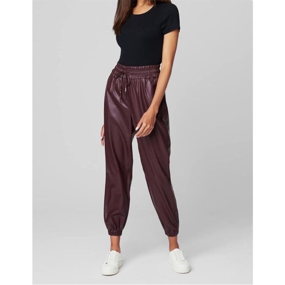 Blank NYC Vegan‎ Leather Drawstring Jogger Color Grape Shake Size Small